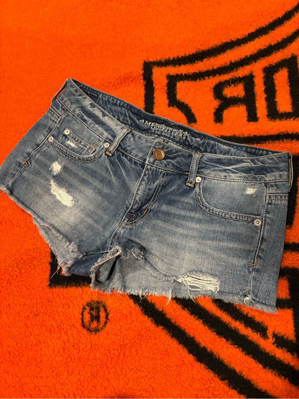 American Eagle Outfitters Distressed low rise Light Blue Denim Cutoff shorts